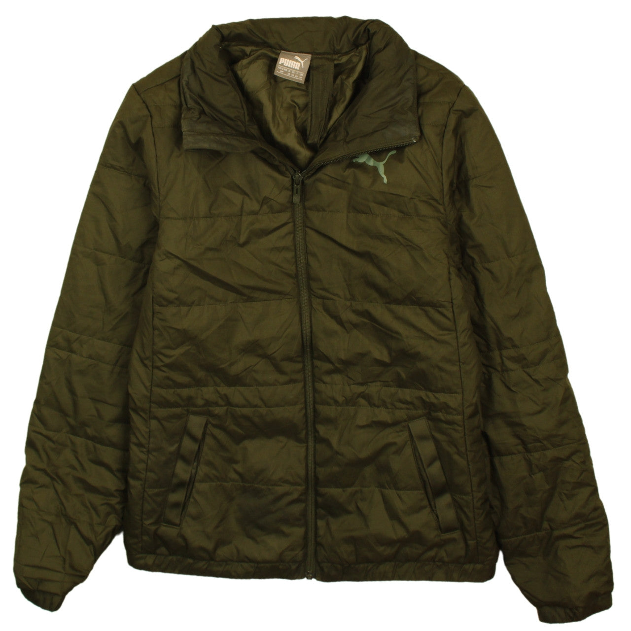 Puma Womens Green Puffer Jacket Size 10 Lightweight Quilted Coat