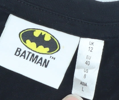 Batman Womens Black Crew Neck Cotton T-Shirt Size 12