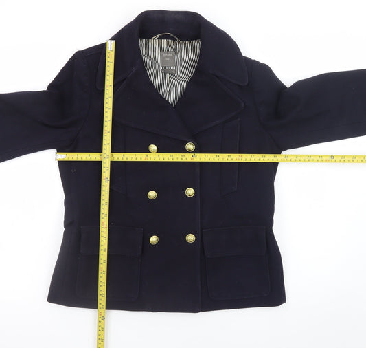 Gap Women's Blue Wool Pea Coat Jacket Medium Lined Double Breasted