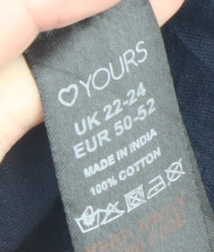 Yours Women Navy Blue Love Print Cotton Short Sleeve T-Shirt Size 22-24