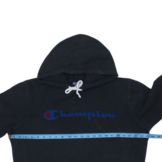 Champion Men's Black Pullover Hoodie Medium Logo Cotton Sweatshirt