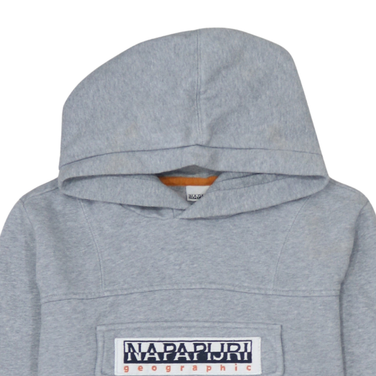 Additional view of Napapijri boys’ grey hooded pullover sweatshirt, size 14, years logo design