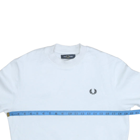 Fred Perry Men's White XS Crew Neck Logo Sweatshirt