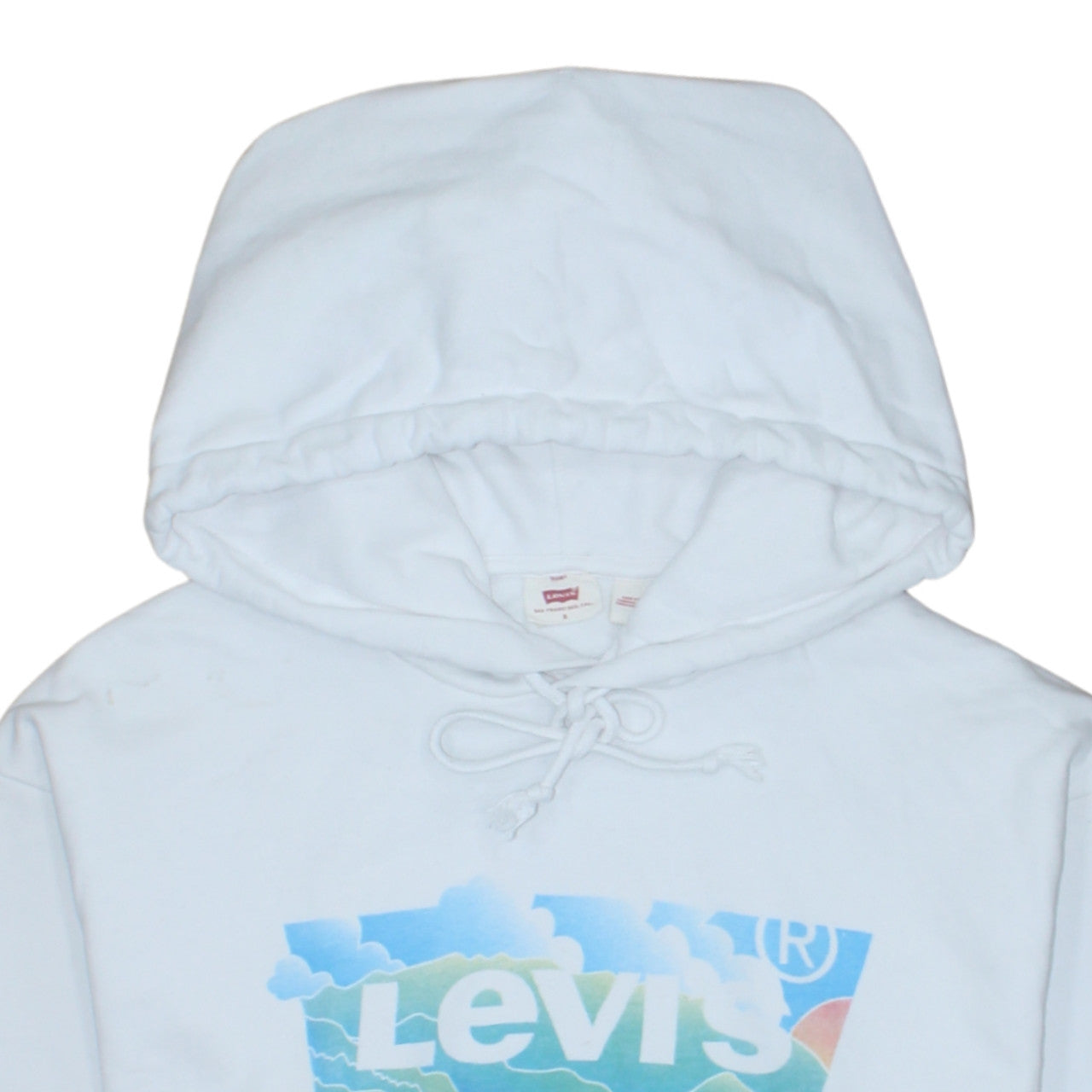Additional view of Levi's Women White Small Pullover Hoodie Graphic Print Drawstring