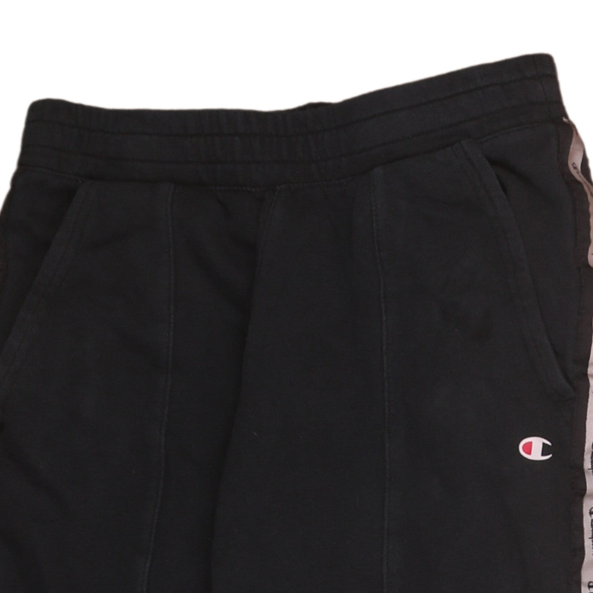 Brand and care label for Champion Men's Black XS Jogger Trousers with Logo Detail