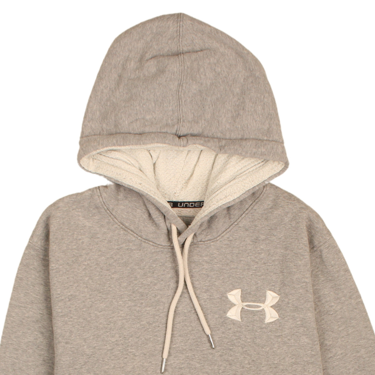 Brand and care label for Under Armour Men's Grey XL Pullover Hoodie Sports Logo Fleece