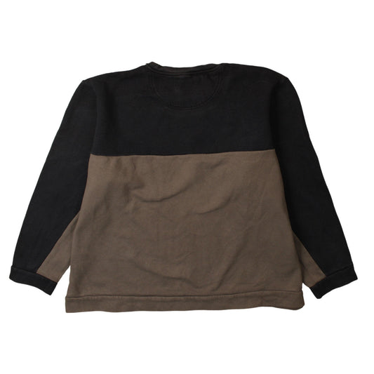Adidas Men's Brown Black Colour Block Long Sleeve Pullover Sweatshirt L