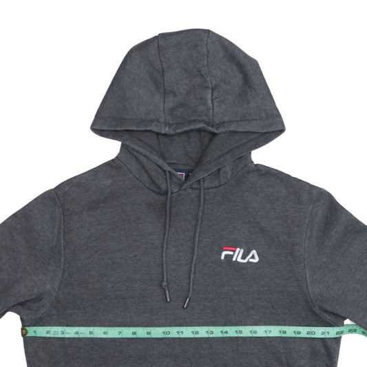 Fila Womens Charcoal Grey Pullover Hoodie Medium Embroidered Logo
