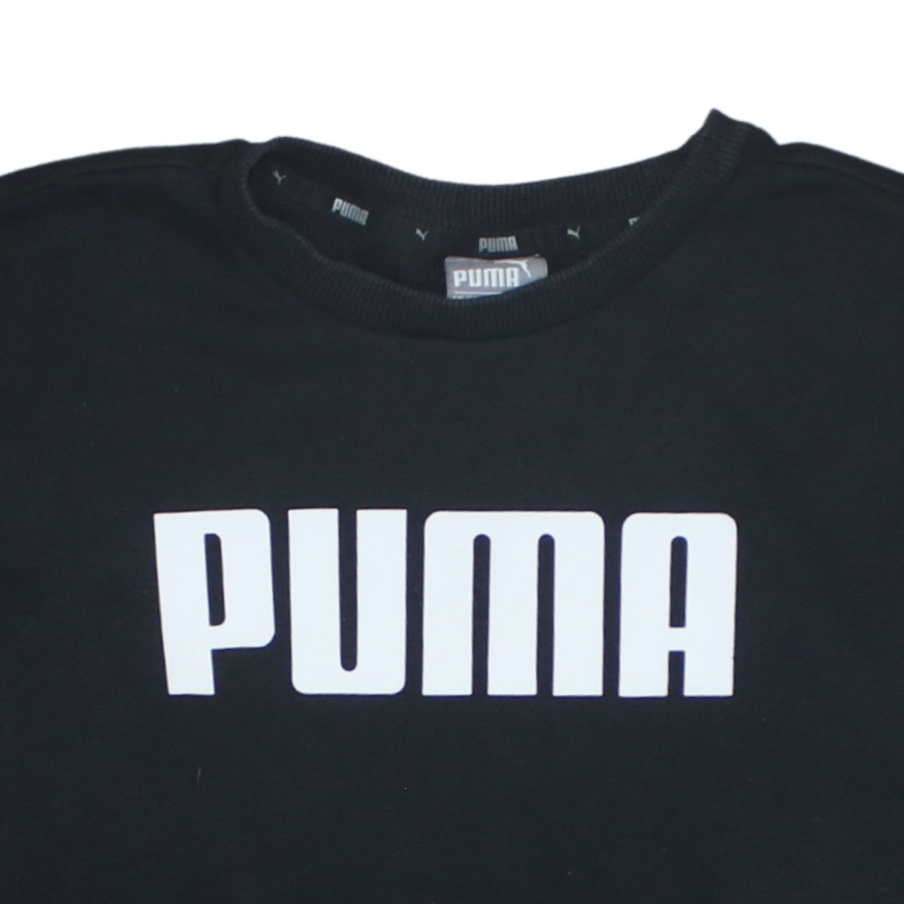 Additional view of Puma women’s black, size UK 10, pullover sweatshirt crew neck logo jumper