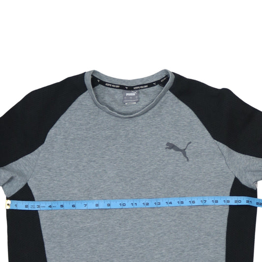 Puma Mens Grey Black Long Sleeve Crew Neck Sports Sweatshirt L