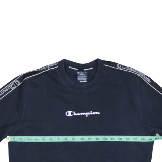 Champion Men’s Black Small Logo Tape Pullover Sweatshirt