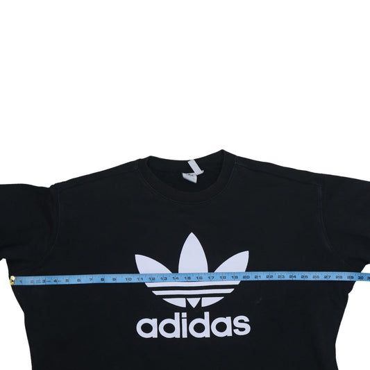 Adidas Womens Black 2XL Crew Neck Logo Pullover Sweatshirt