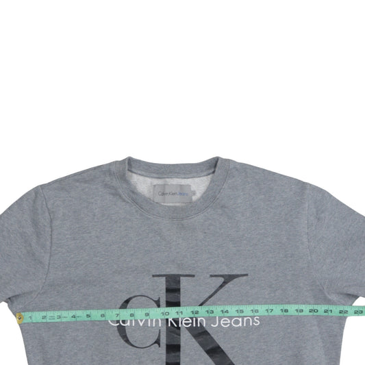 Calvin Klein Jeans Men's Grey Logo Crew Neck Sweatshirt Size L