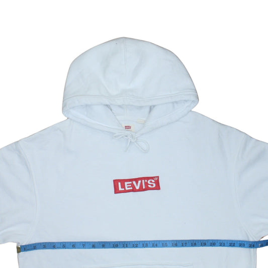 Levi’s Men’s White Pullover Relaxed Hoodie XL Fleece Logo Casual