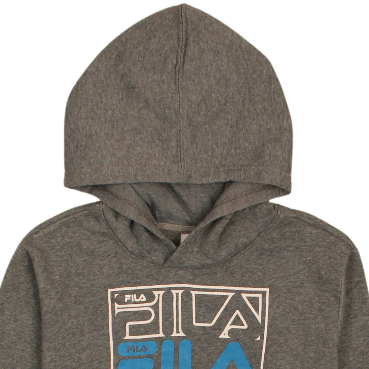 FILA Boys Grey & Blue Pullover Hoodie Size 11-12 Years Graphic Print
