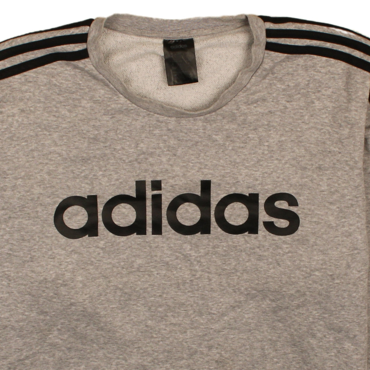 Brand and care label for adidas Men’s Grey Crew Neck Sweatshirt L Logo Pullover