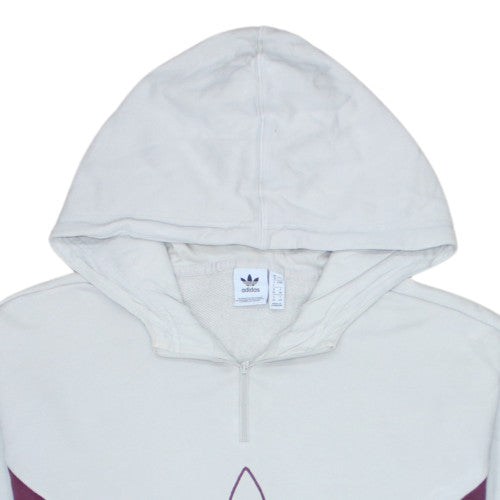 Additional view of Adidas Women’s Beige & Navy Colourblock Hoodie, size UK 8, Full Zip Cotton Blend
