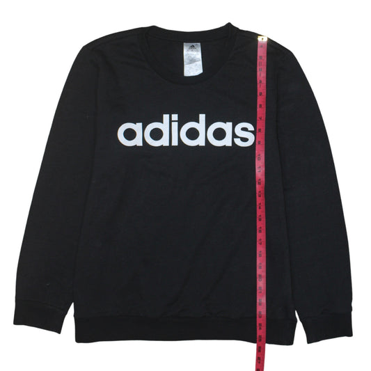 Adidas Womens Black XL Sweatshirt Crew Neck Logo Pullover