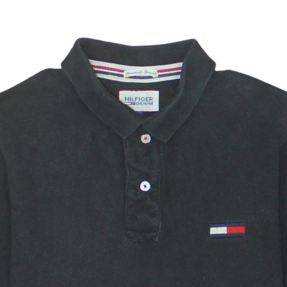 Additional view of Tommy Hilfiger Men's Black Cotton Polo Shirt, size M