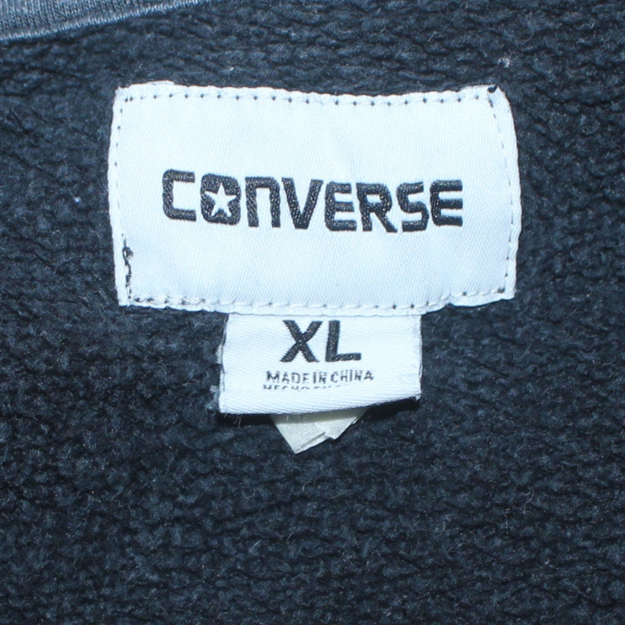 Converse Men’s Black Full Zip Hoodie XL Fleece Logo Sweater