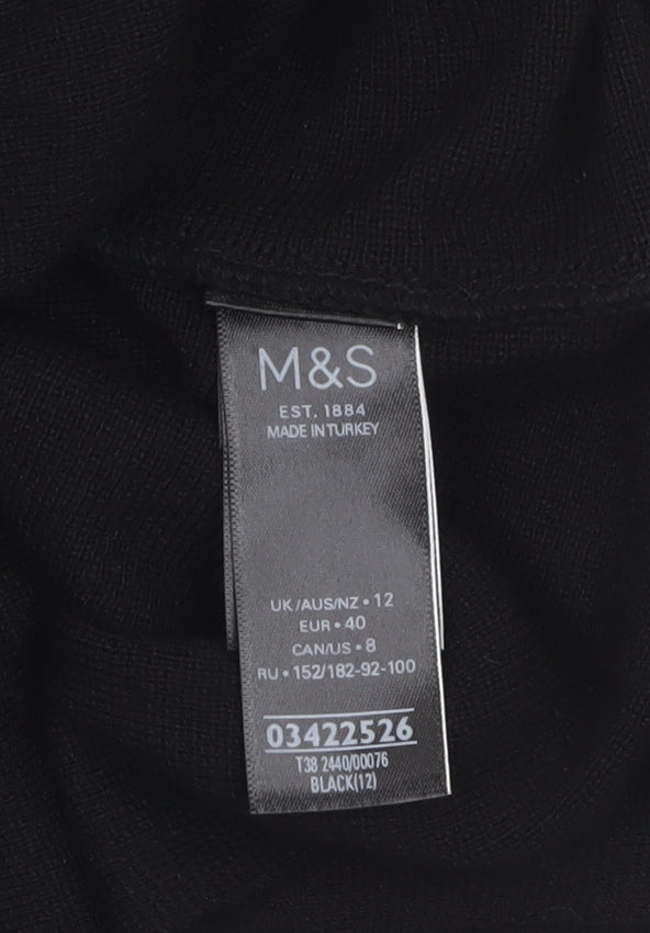 Marks and Spencer Women’s Black Knit A-Line Midi Skirt Size 12