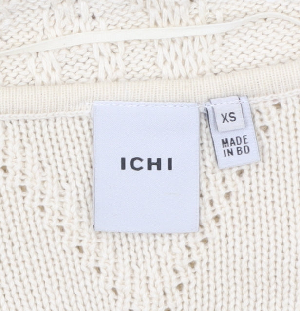 Additional view of ICHI Women Ivory V-Neck Knit jumper XS