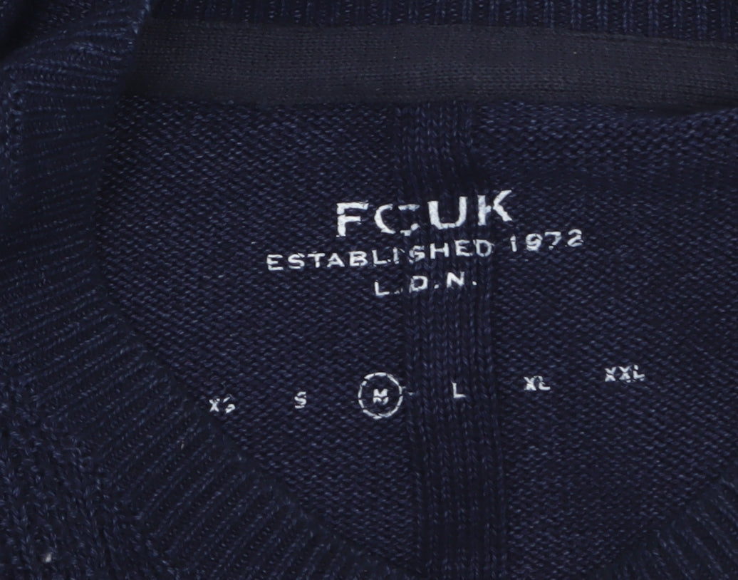 Additional view of FCUK Men's Blue Cotton Knit Crew Neck jumper, size M