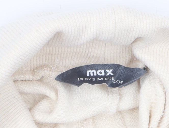 Max Women’s Beige Roll Neck Long Sleeve Cotton Top M