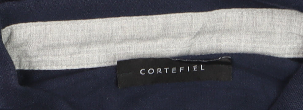 Additional view of Cortefiel Men's Blue Long Sleeve Cotton Polo Shirt, size L