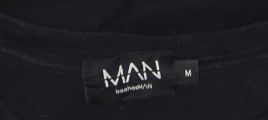 BoohooMAN Men's Black Graphic Smiley Logo Short Sleeve T-Shirt M