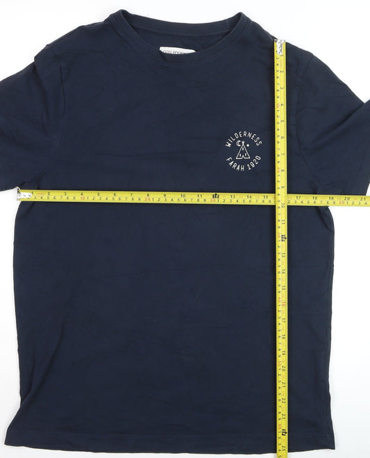 Farah Men’s Blue Crew Neck Cotton T-Shirt Size M Classic Fit
