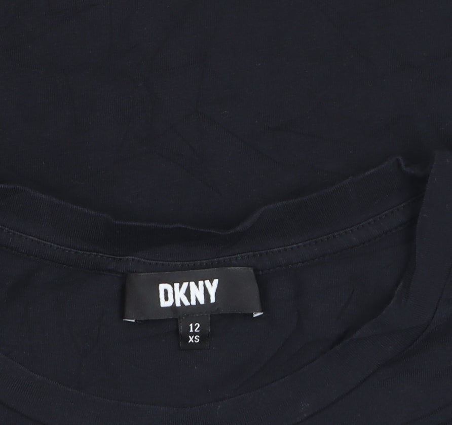 Additional view of DKNY Women's Black XS Basic Cotton Blend Embroidered T-Shirt
