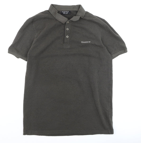McKenzie Men’s Khaki Cotton Blend Short Sleeve Polo Shirt M