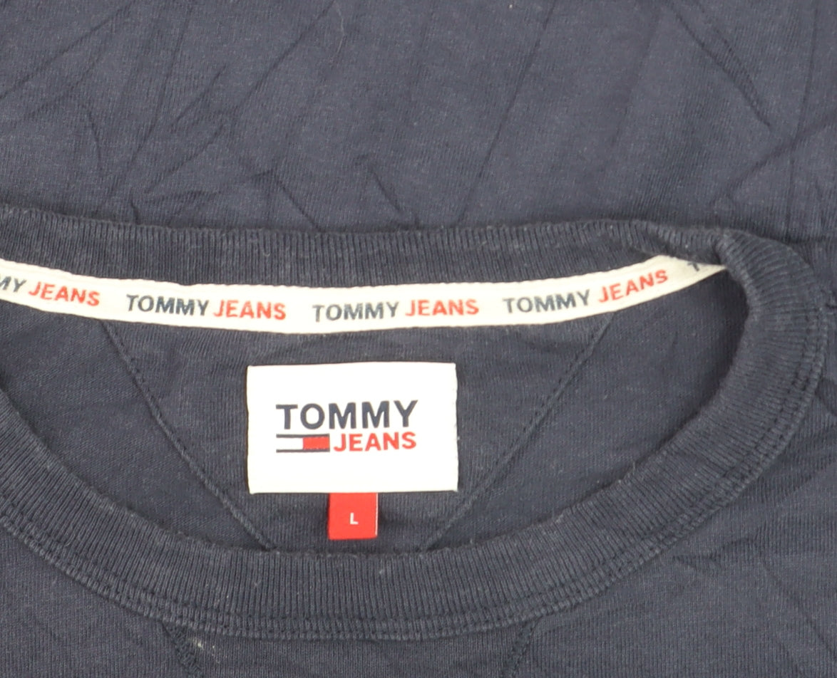 Additional view of Tommy Jeans Men's Blue Cotton Crew Neck T-Shirt, size L