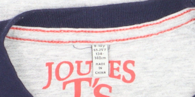 Additional view of Joules boys’ grey long sleeve dinosaur tricep-a-tops cotton t-shirt 9-10 years