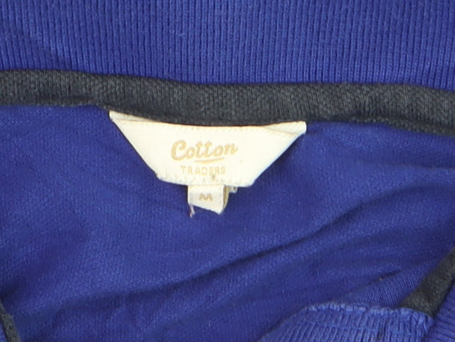 Additional view of Cotton Traders boys’ blue long sleeve polo shirt m 100% cotton