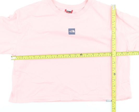 The North Face Womens Pink Cotton Cropped T-Shirt Size M