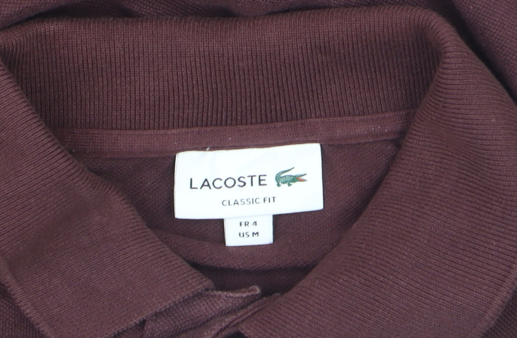 Lacoste Men Brown Classic Fit Short Sleeve Polo Shirt Size M