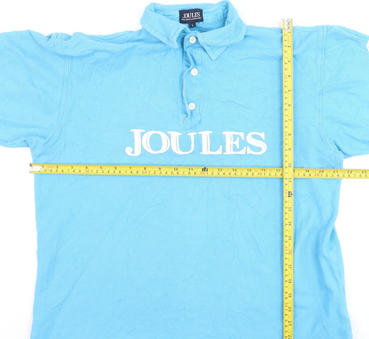 Joules Boys Blue Polo Shirt L Collared Short Sleeve Cotton Sports Top