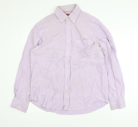 Lee Cooper Men's Purple 16 Regular Fit Cotton Button-Up Shirt