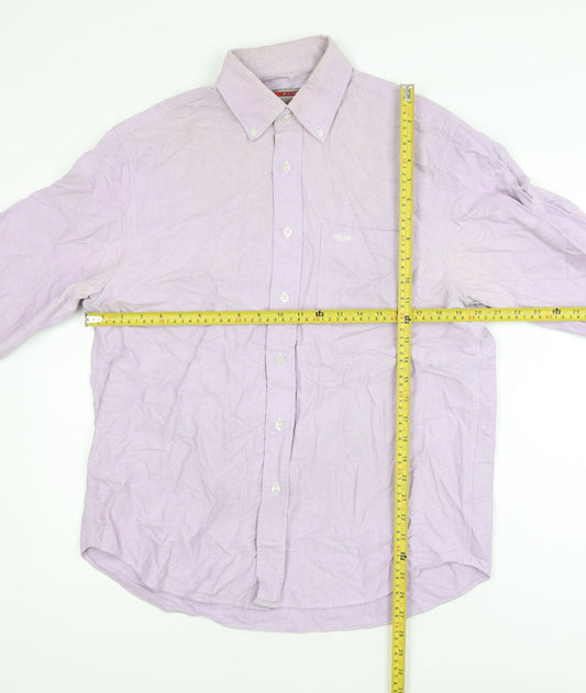 Lee Cooper Men's Purple 16 Regular Fit Cotton Button-Up Shirt
