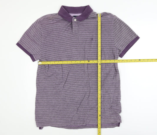 Criminal South Coast Men's Purple Striped Cotton Polo Shirt L