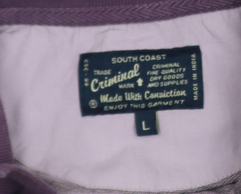 Additional view of Criminal South Coast Men's Purple Striped Cotton Polo Shirt L