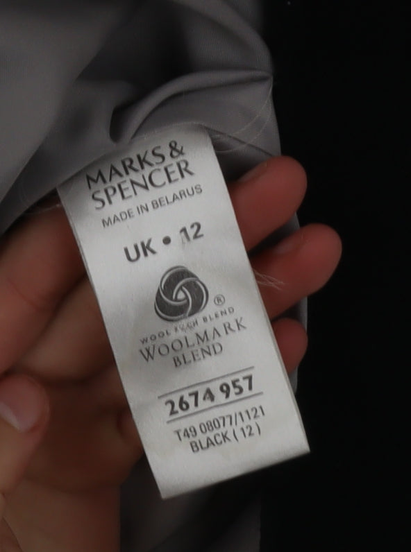 Additional view of Marks & Spencer Women's Black Wool Blend Overcoat UK 12