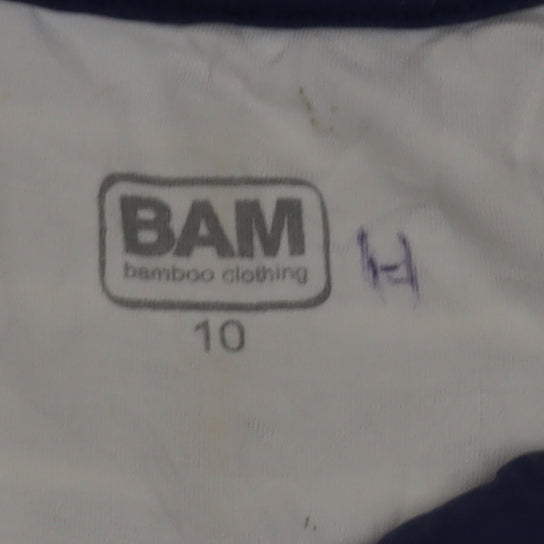 BAM Women’s Blue Striped Bamboo Cotton Short Sleeve T-Shirt Size 10