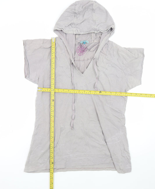 Fat Face Women Beige Short Sleeve Cotton Pullover Hoodie Size 16