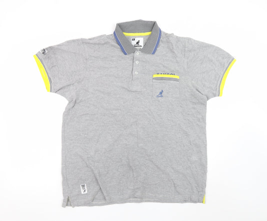 Kangol Men's Grey XL Collared Short Sleeve Cotton Polo Shirt