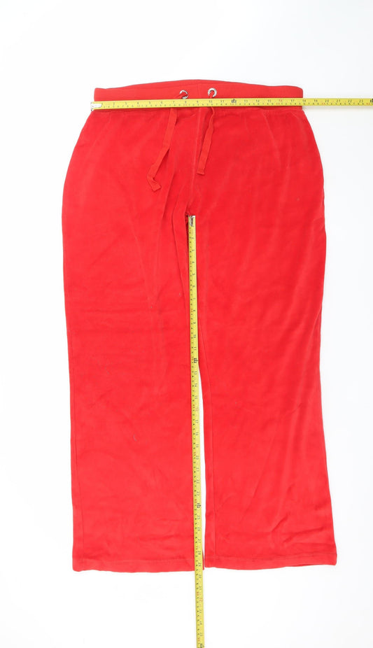 Boogy London Womens Red 4XL Velour Sweatpants with Drawstring Waist