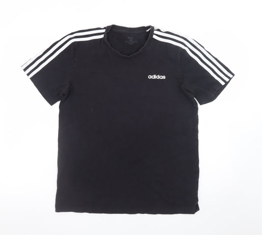 Adidas Men's Black Cotton Crew Neck Short Sleeve T-Shirt M