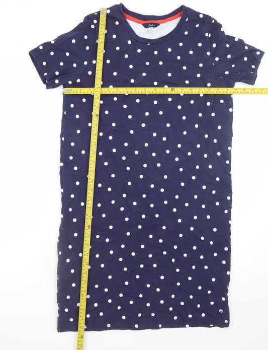 Joules Women's Blue Polka Dot Cotton T-Shirt Dress Size 10